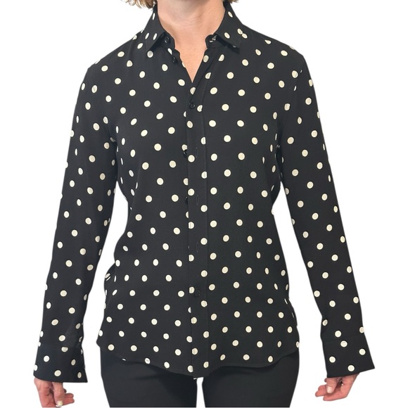 Saint Laurent Classic Crepe Polka Dot Top size FR 36 Long Sleeve Button-Up - Picture 1 of 12